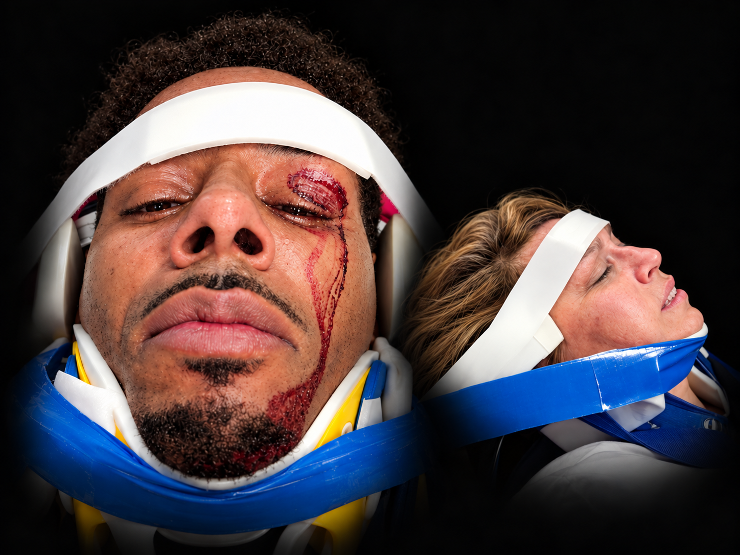 Illustrative composite of supplied photographs of JJ Jefferson and Lisa Garcia after the collision